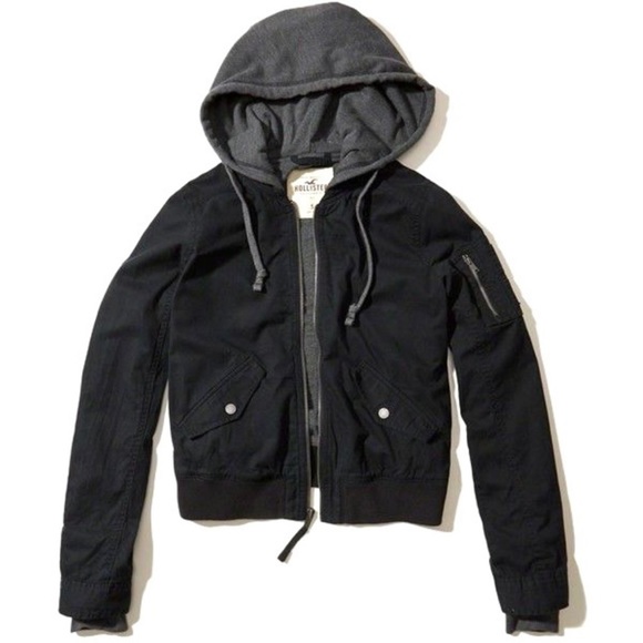 Hollister Bomber style jacket with hood - Picture 1 of 5